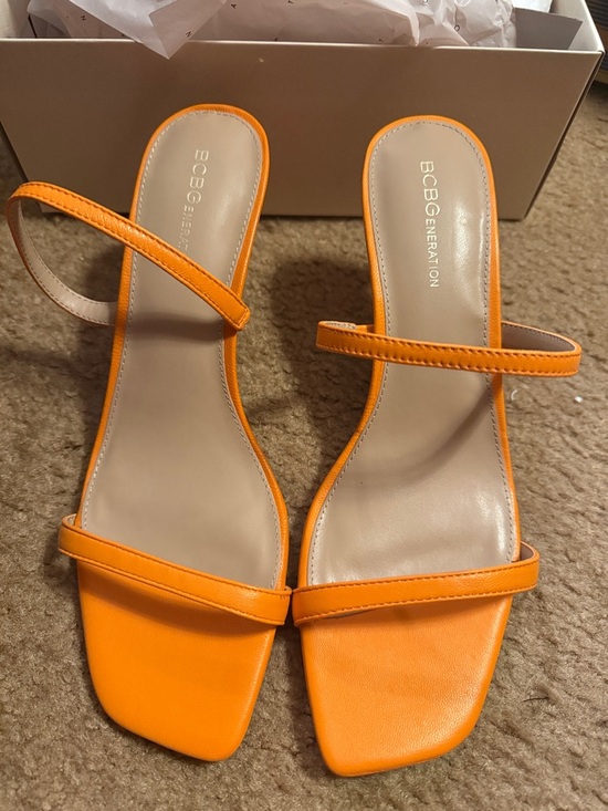 BCBGeneration Shoes - BCBGeneration Tangerine Salin Double-Strap Square-Toe Slide Sandals New Size 11